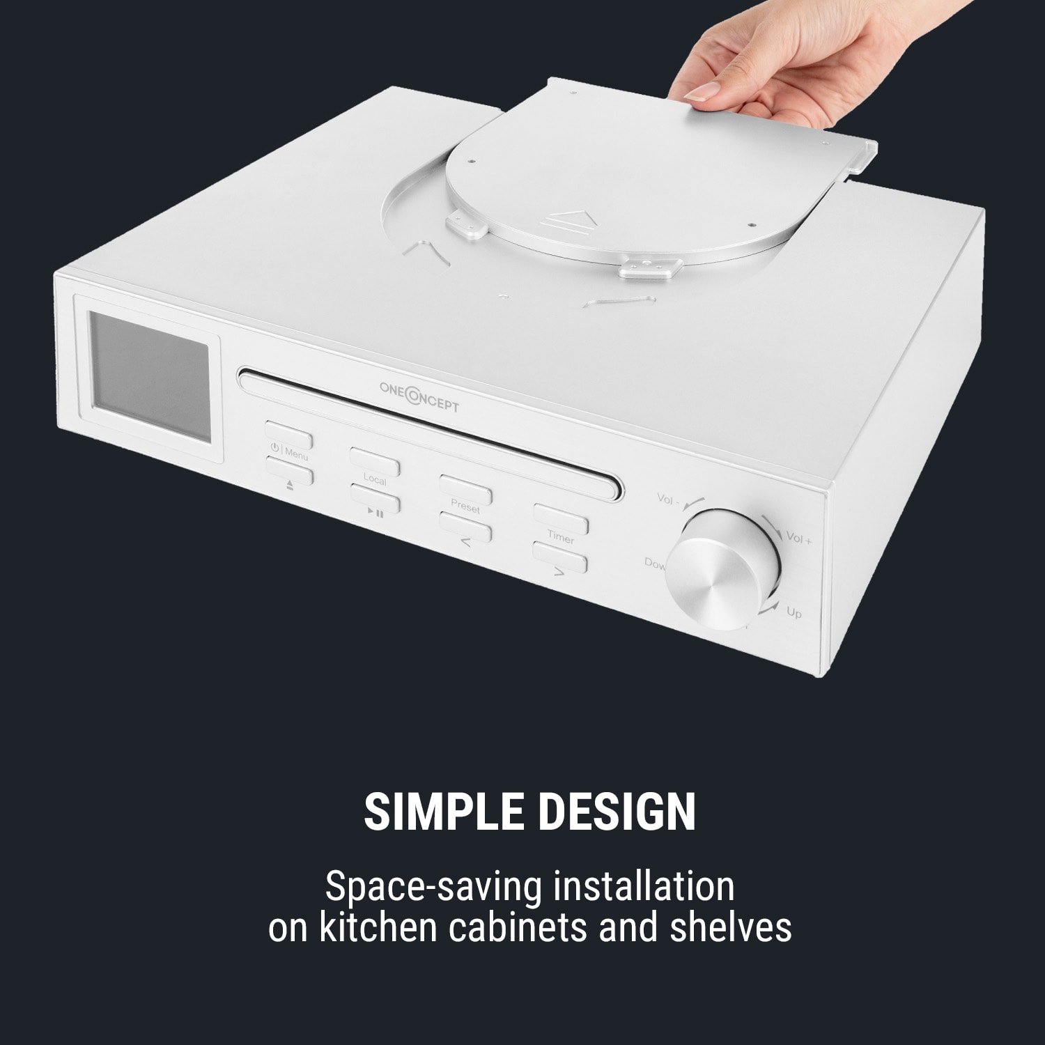 OneConcept Streamo Chef, kuchynské rádio, CD prehrávač, BT, 2,4" HCC displej, biele – Obrázok 5