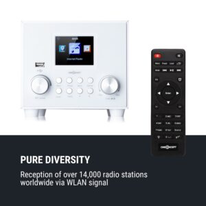 OneConcept Streamo Cube, internetové rádio, 3W & 5W RMS, WiFi, bluetooth, biele
