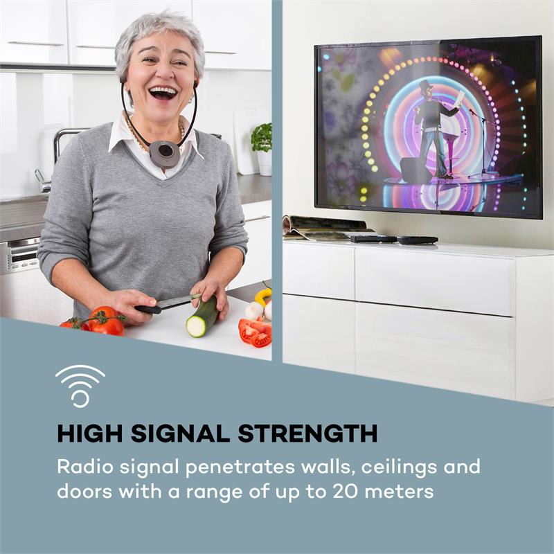 Auna Stereoskop, bezdrôtové slúchadlá so stetoskopickou konštrukciou, do uší, 20 m, 2,4 GHz, TV/HiFi/CD/MP3, akumulátor, sivé