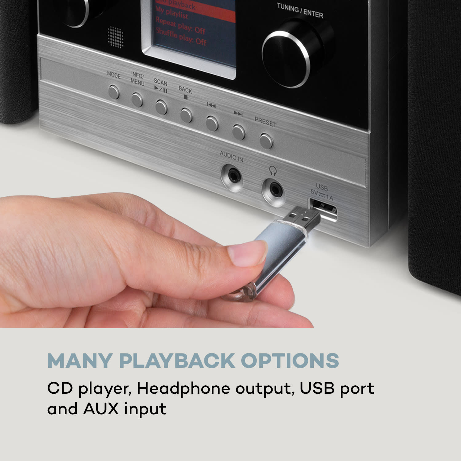 Auna Connect System S, stereo systém + reproduktor, 20 W max., internet/DAB+, strieborný – Obrázok 5