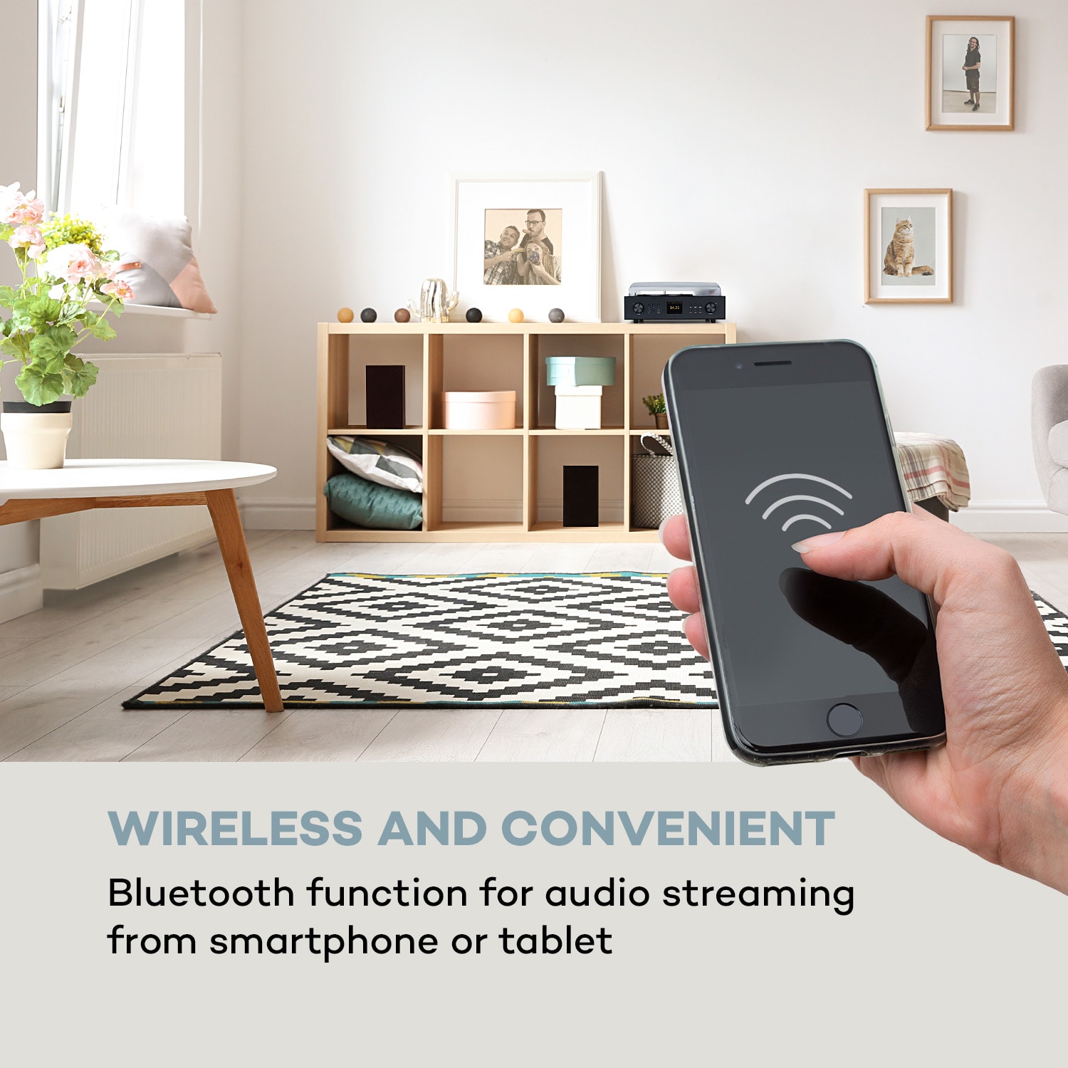 Auna Connect Vinyl, smart rádio, gramofón, 2 reproduktory, 20 W max., internet/DAB+ – Obrázok 3