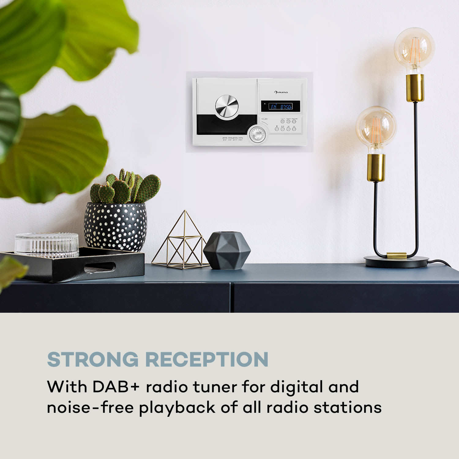 Auna Stereo Sonic, DAB+ stereo systém, DAB+, CD prehrávač, USB, BT, biely – Obrázok 2