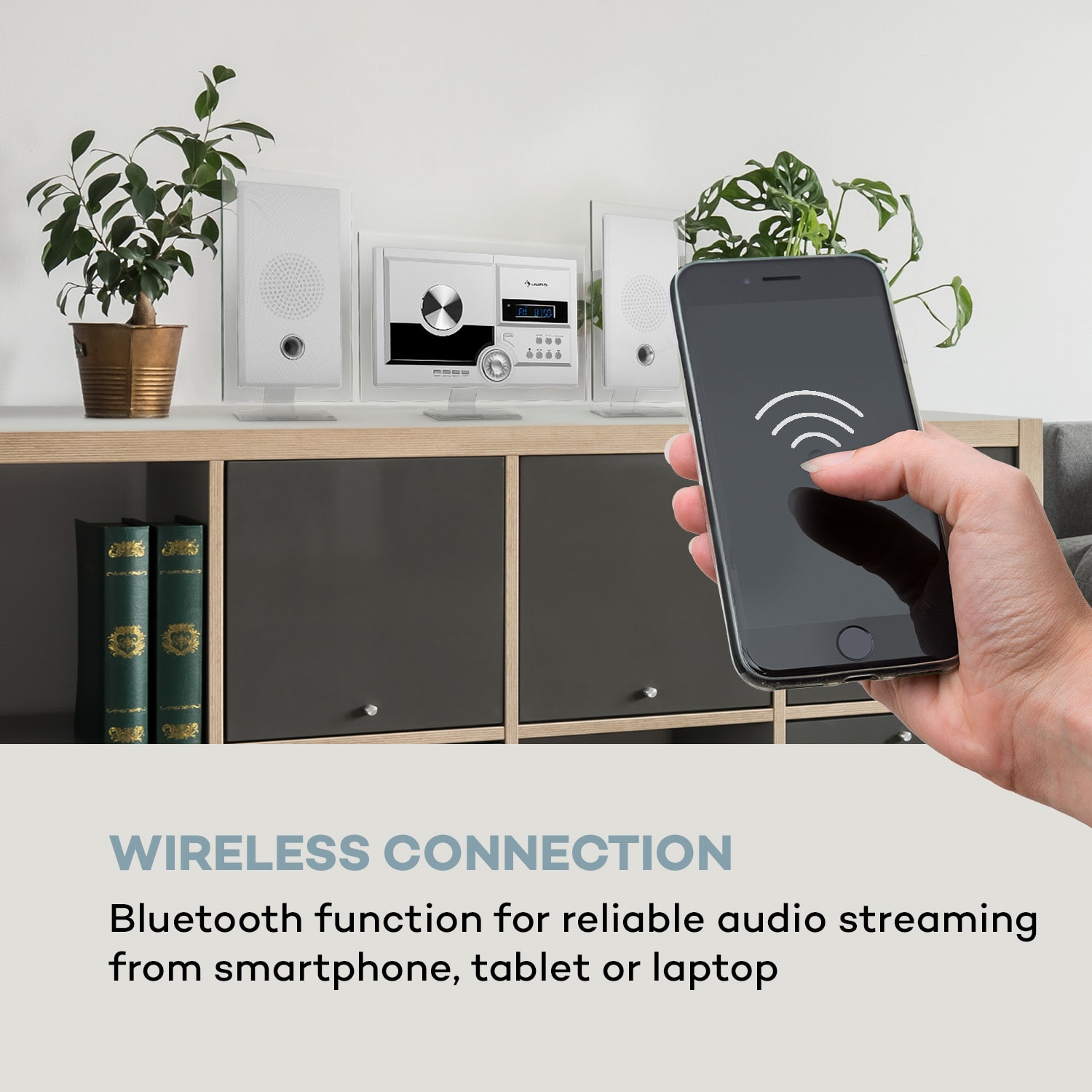 Auna Stereo Sonic, DAB+ stereo systém, DAB+, CD prehrávač, USB, BT, biely – Obrázok 4