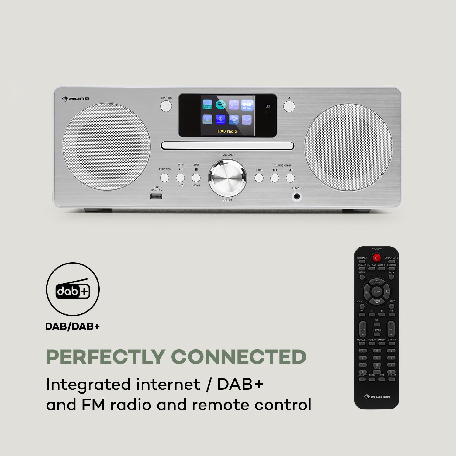 Auna Harvard, kompaktný systém, internetové/DAB+ a UKW-rádio, CD-prehrávač, bluetooth, biely – Obrázok 2