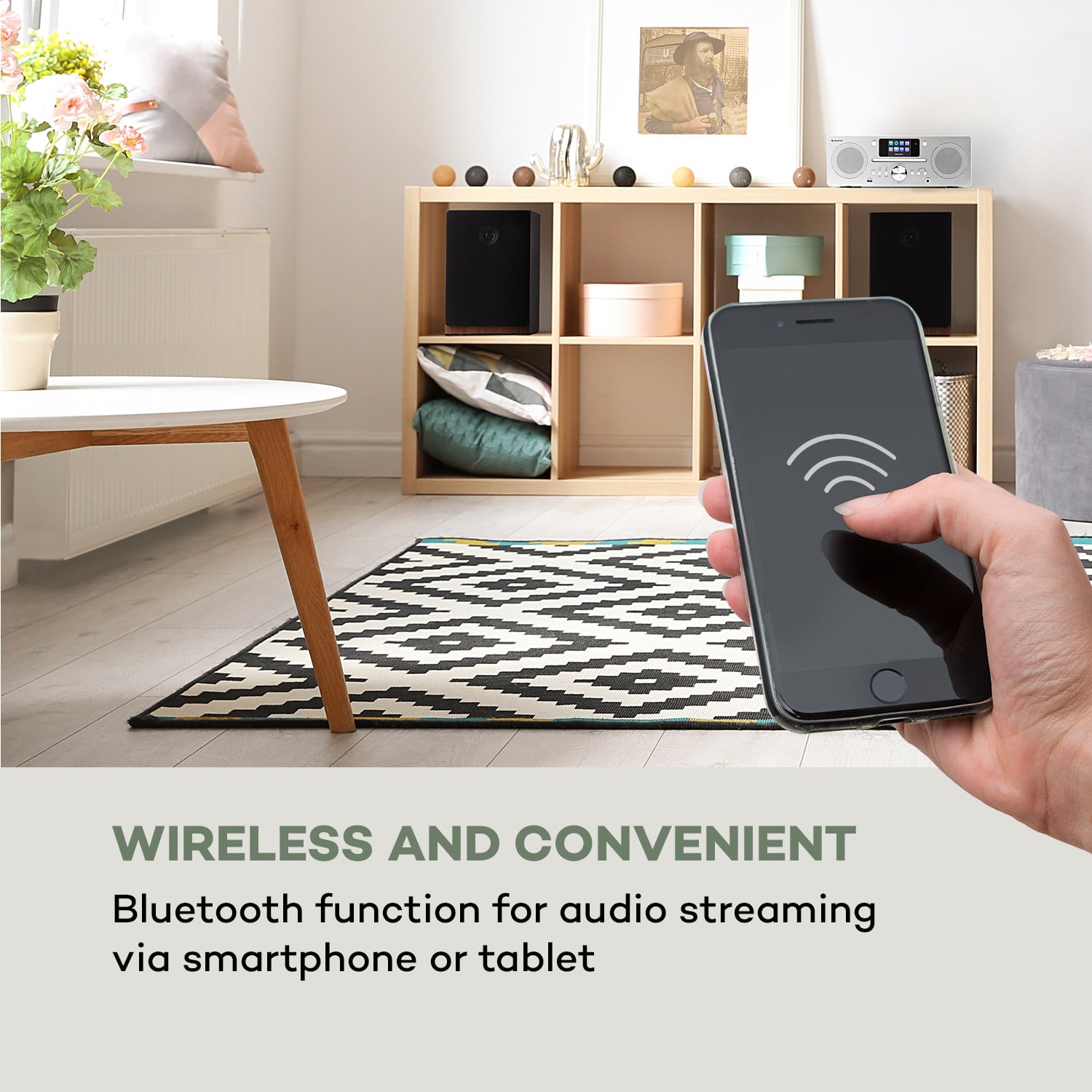 Auna Harvard, kompaktný systém, internetové/DAB+ a UKW-rádio, CD-prehrávač, bluetooth, biely – Obrázok 4