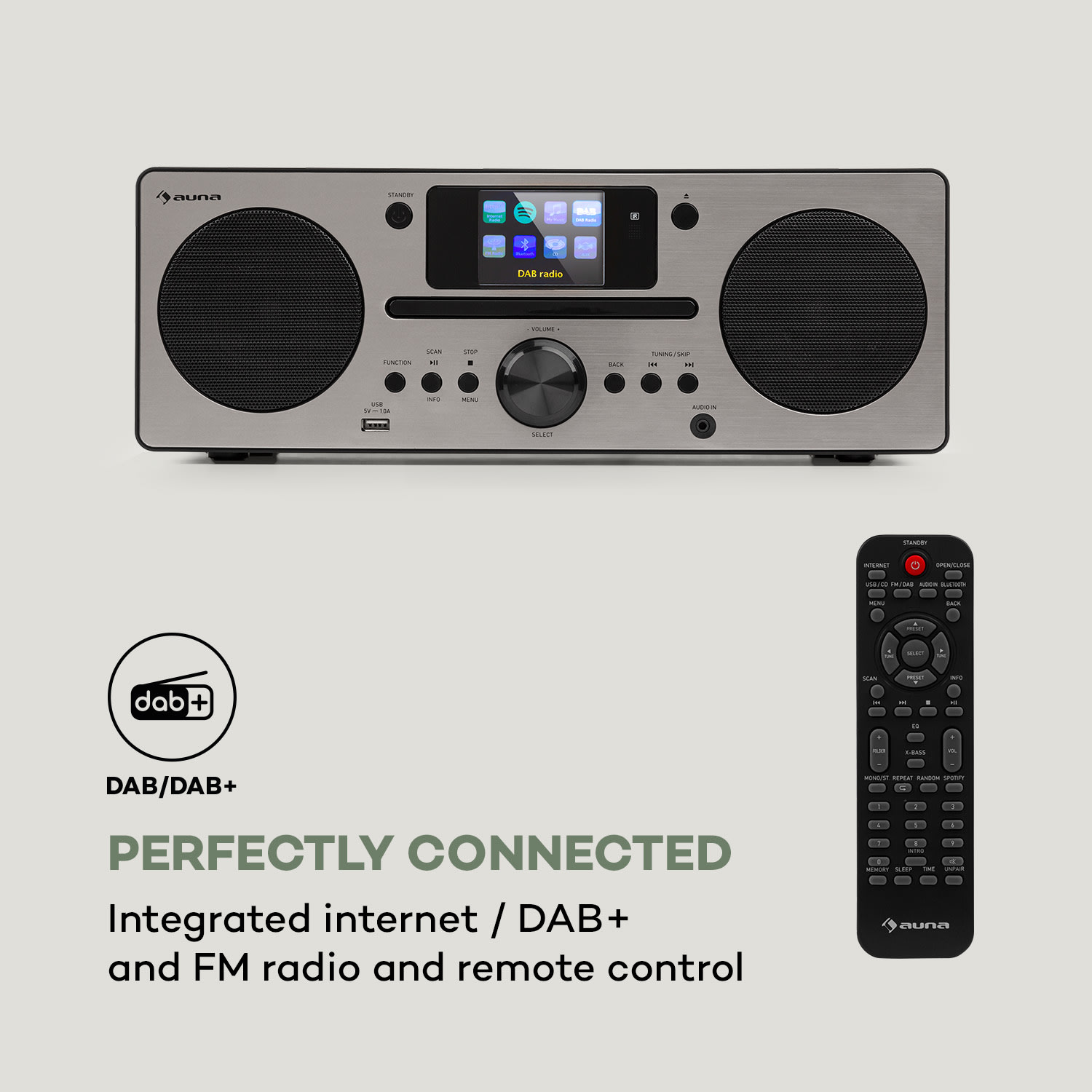Auna Harvard, kompaktný systém, internetové/DAB+ a UKW-rádio, CD-prehrávač, bluetooth, orech