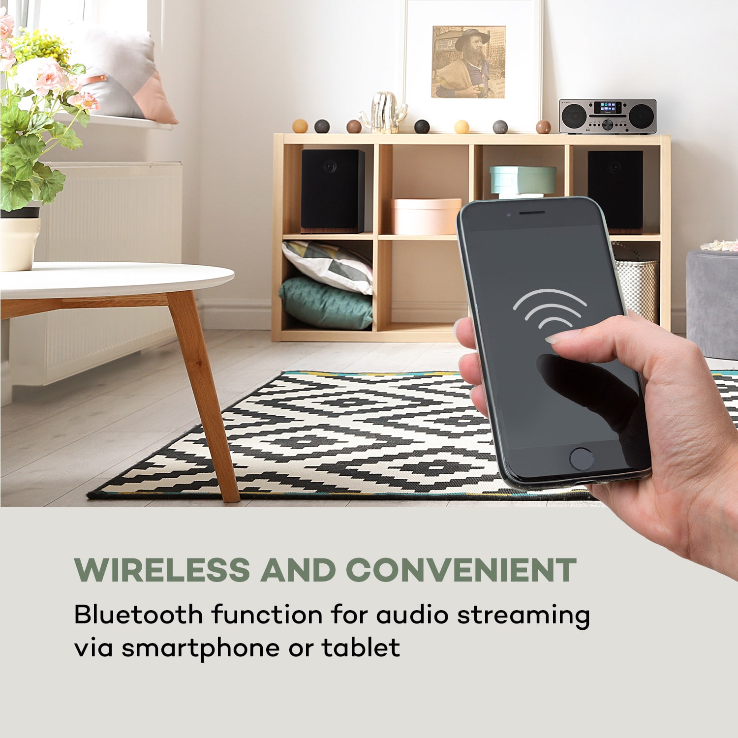 Auna Harvard, kompaktný systém, internetové/DAB+ a UKW-rádio, CD-prehrávač, bluetooth, orech – Obrázok 3