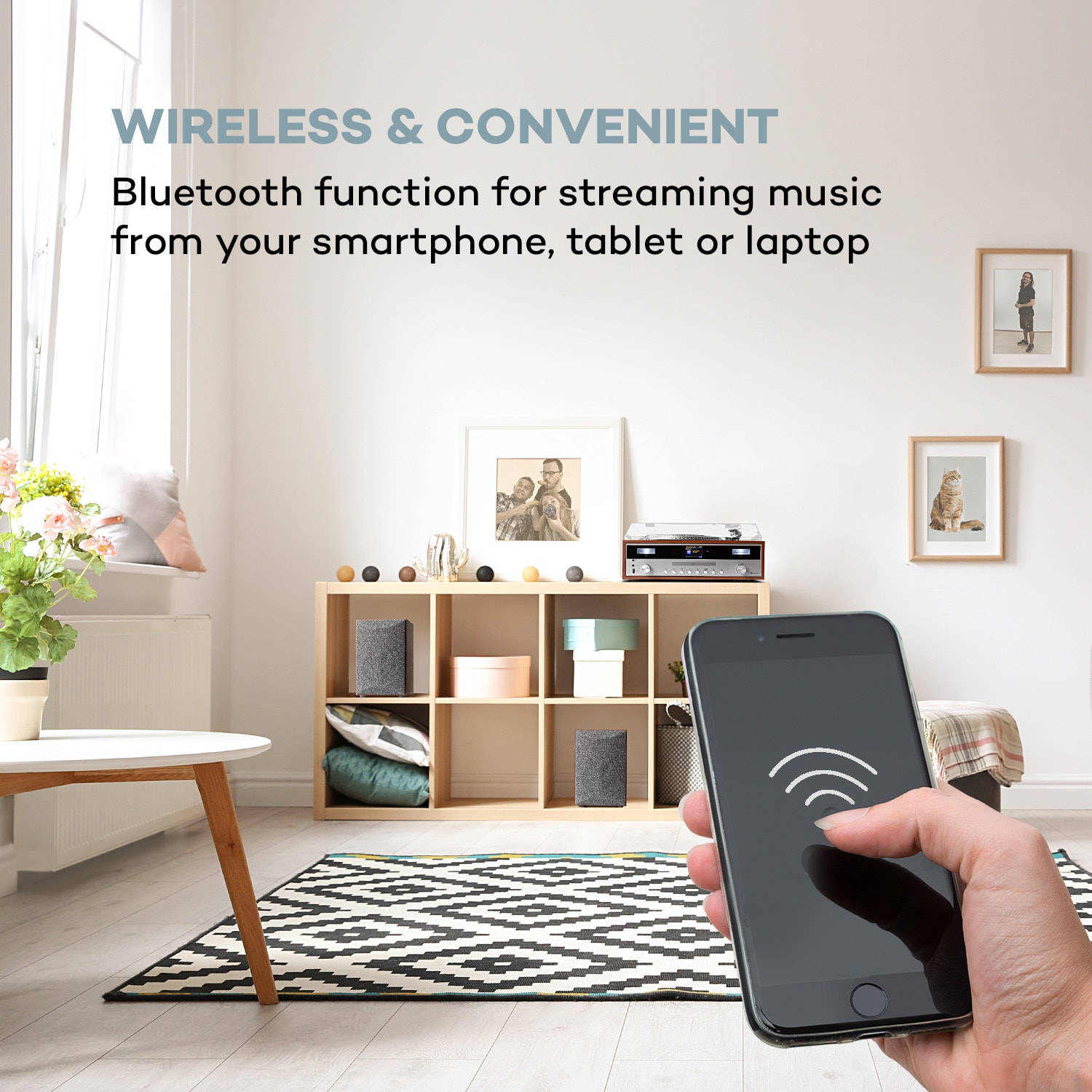 Auna Birmingham, HiFi stereo systém, DAB+/FM, BT funkcia, vinyl, CD, USB, AUX vstup, drevo – Obrázok 3