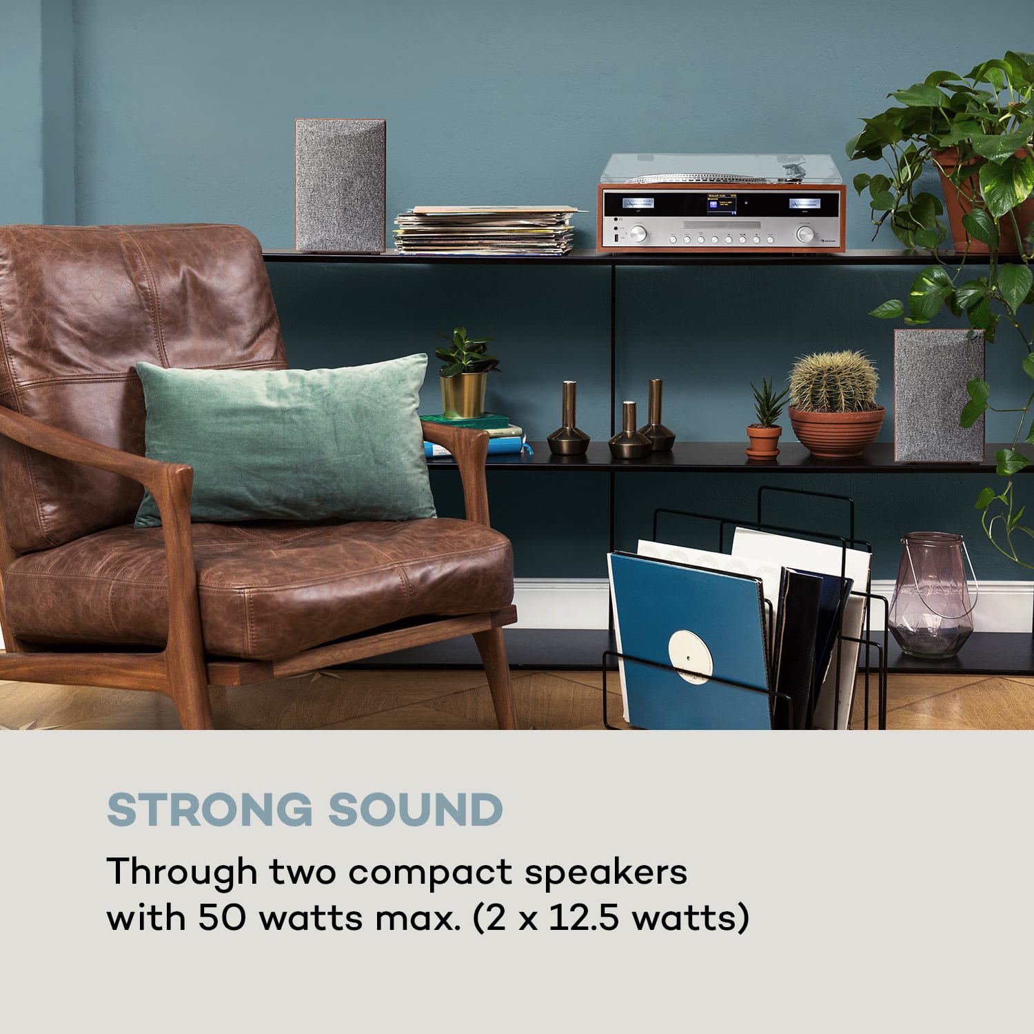 Auna Birmingham, HiFi stereo systém, DAB+/FM, BT funkcia, vinyl, CD, USB, AUX vstup, drevo – Obrázok 5