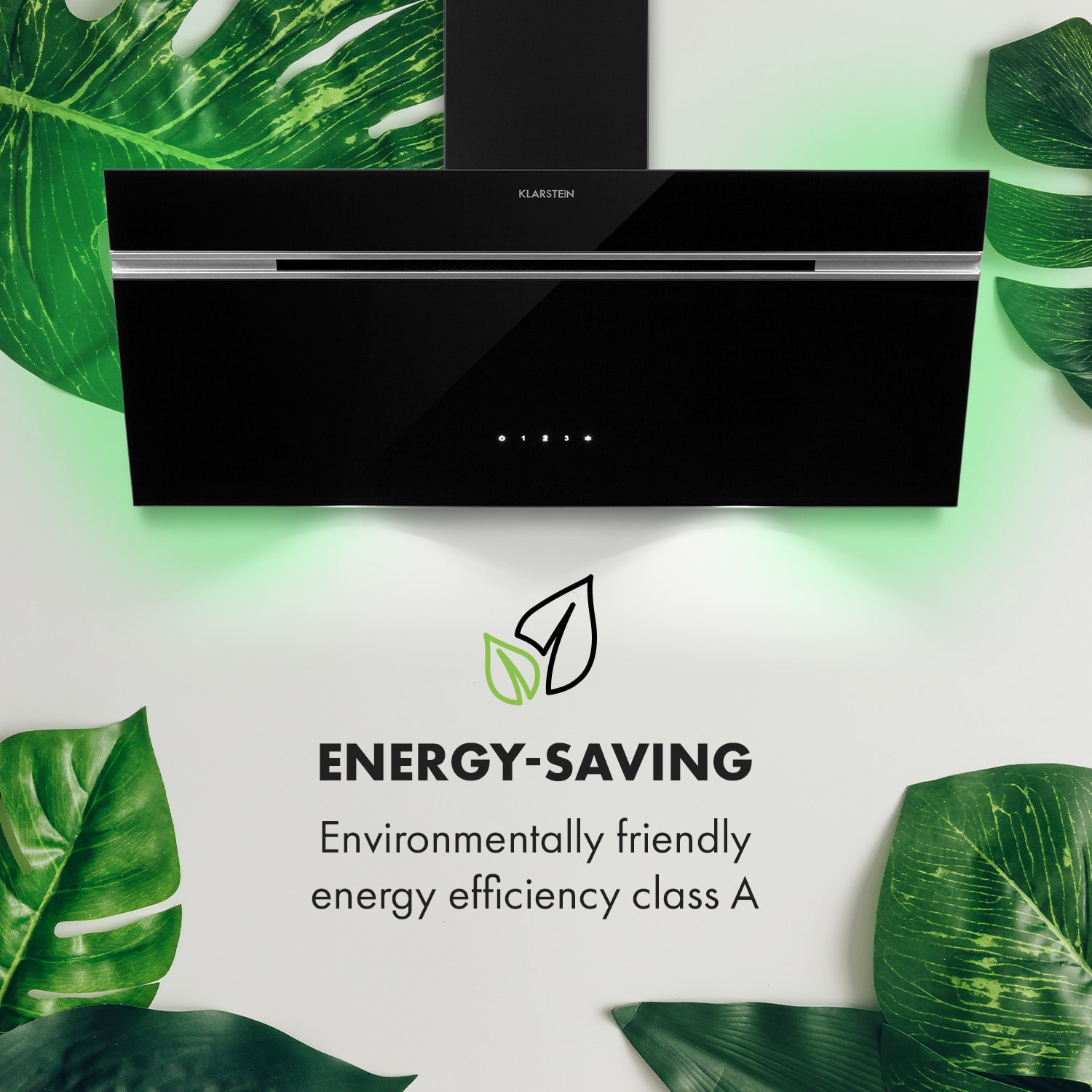 Klarstein Alina, digestor, 90 cm, nástenný, 600m³/h, LED displej, LED, čierny – Obrázok 2