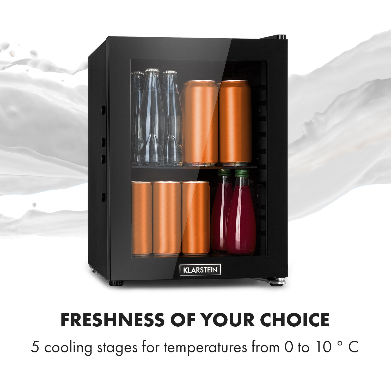 Klarstein MilkySafe, chladnička na nápoje, F, 1 kovová polička, sklené dvierka, čierna – Obrázok 4