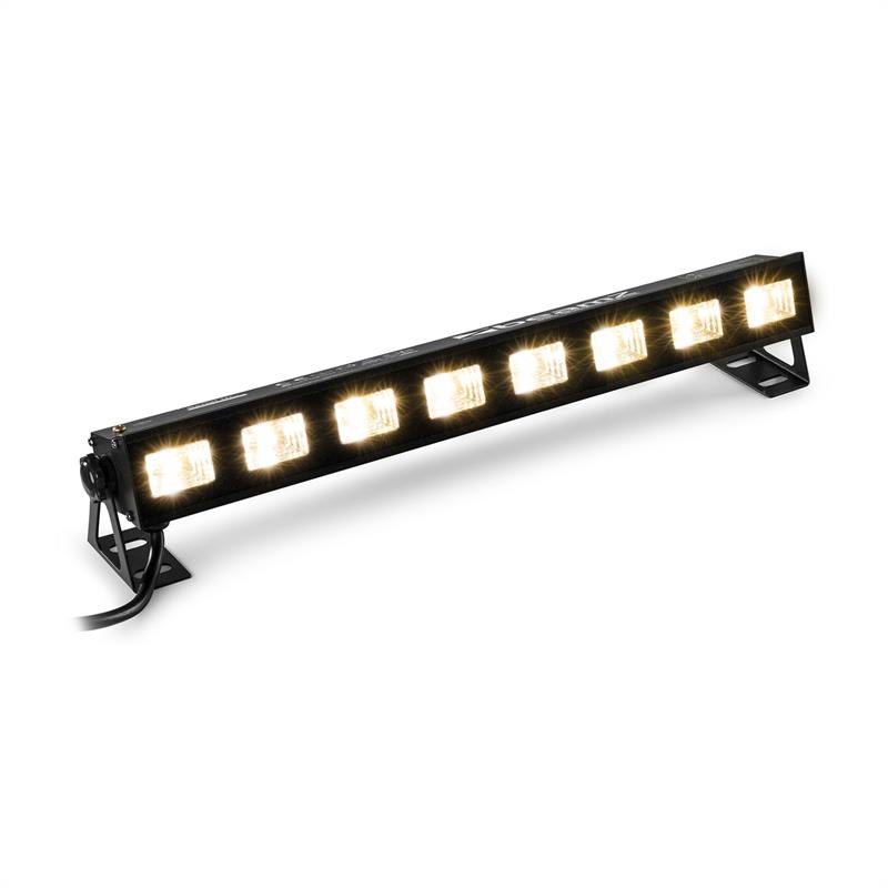 Beamz BUVW83, LED svetelná rampa, 8 x 3 W, UV/WW, 2 v 1, 30 W, Plug & Play, tichá prevádzka