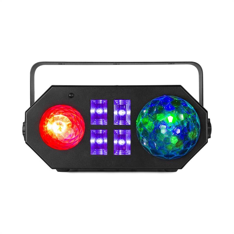 Beamz LEDWAVE LED, jellyball, 6 x 3 W RGB, waterwave 1 x 4 W RGBW, UV/stroboskop 4 x 3 W, čierna – Obrázok 2