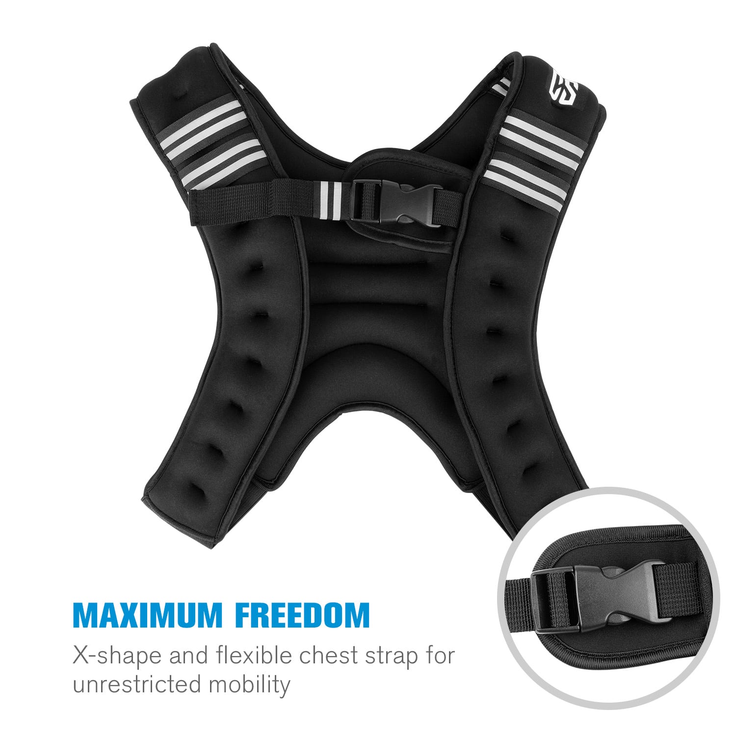 Capital Sports X-Vest, záťažová vesta, 5 kg, neoprén/nylon, hrudný popruh, čierna – Obrázok 2
