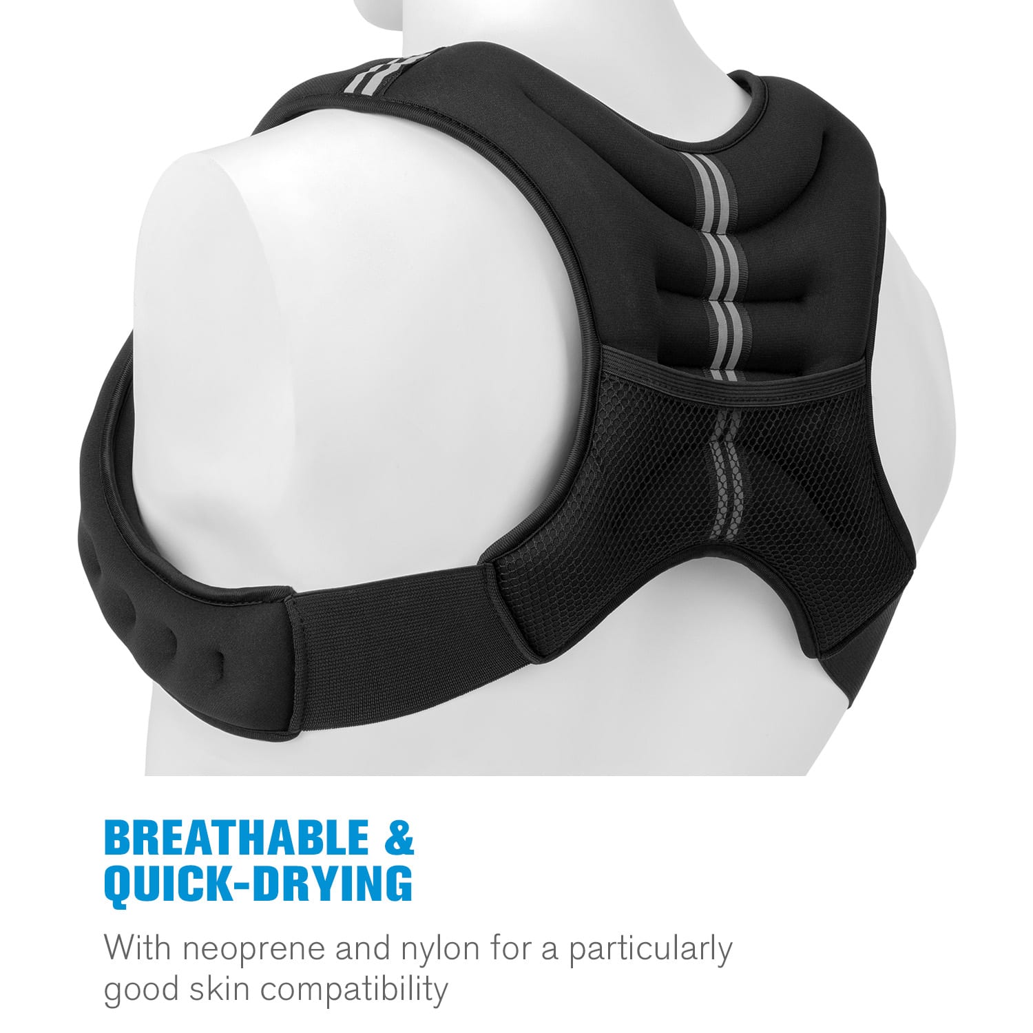 Capital Sports X-Vest, záťažová vesta, 5 kg, neoprén/nylon, hrudný popruh, čierna – Obrázok 3