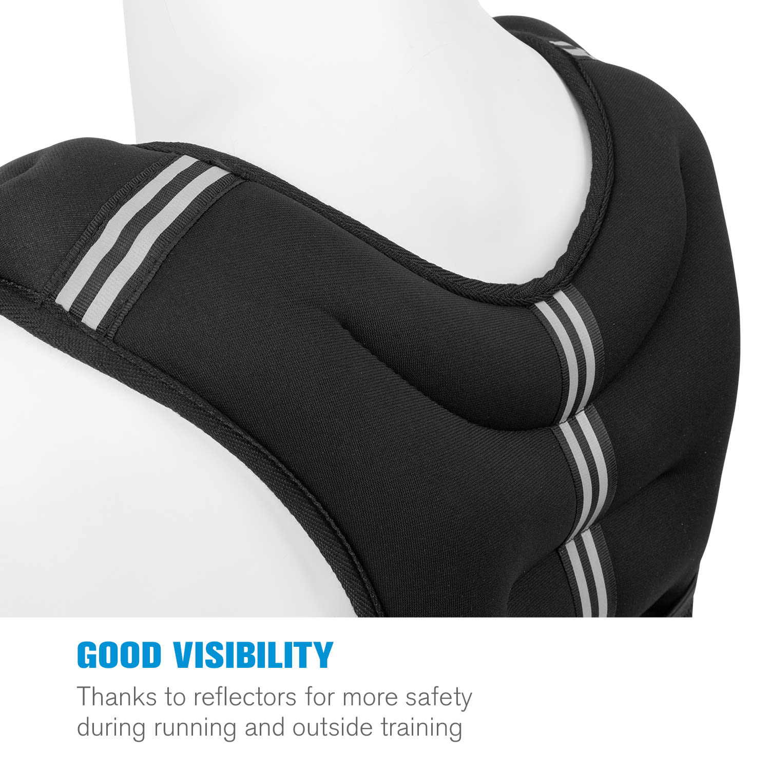 Capital Sports X-Vest, záťažová vesta, 5 kg, neoprén/nylon, hrudný popruh, čierna – Obrázok 4