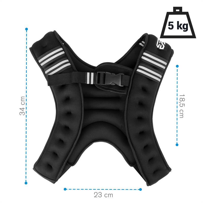 Capital Sports X-Vest, záťažová vesta, 5 kg, neoprén/nylon, hrudný popruh, čierna – Obrázok 5