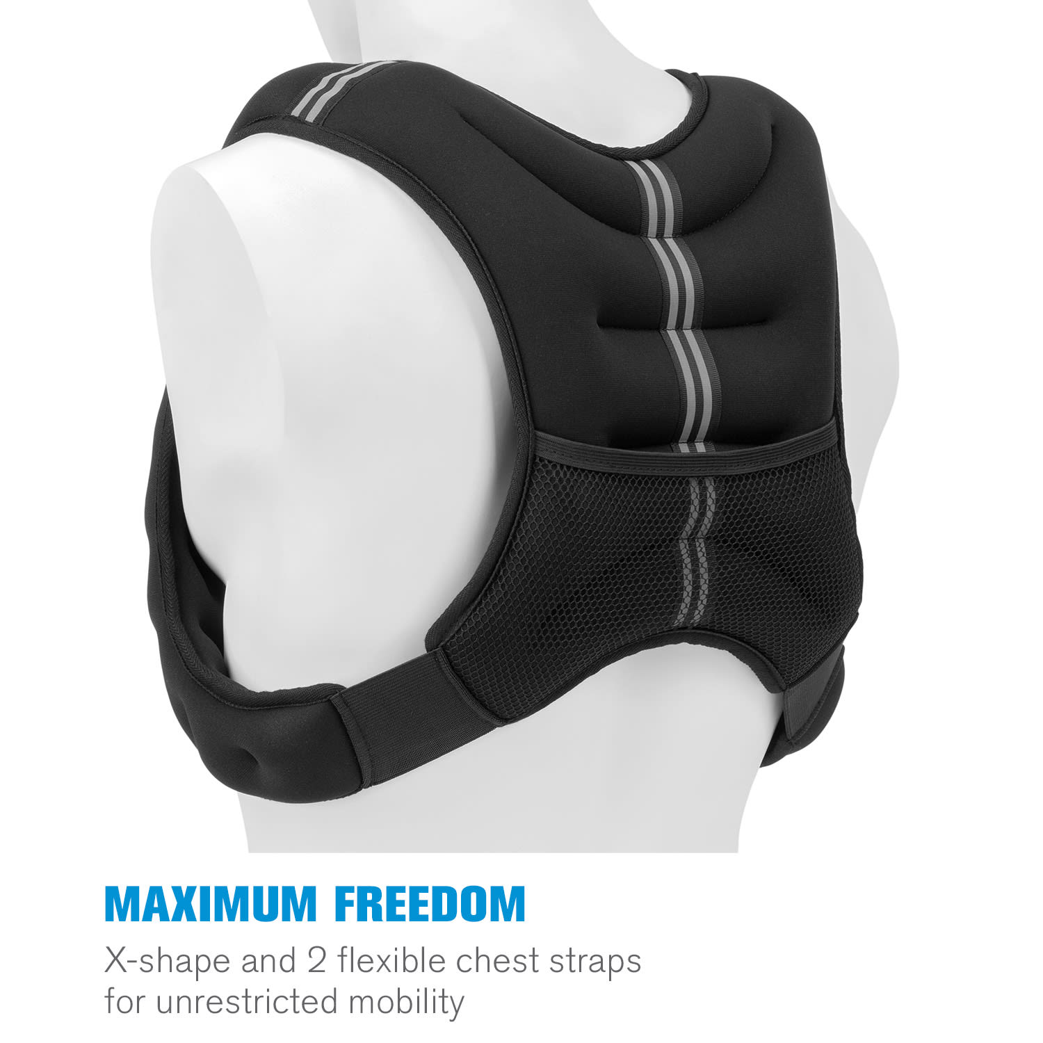 Capital Sports X-Vest, záťažová vesta, 10 kg, neoprén/nylon, 2 hrudné popruhy, čierna – Obrázok 3