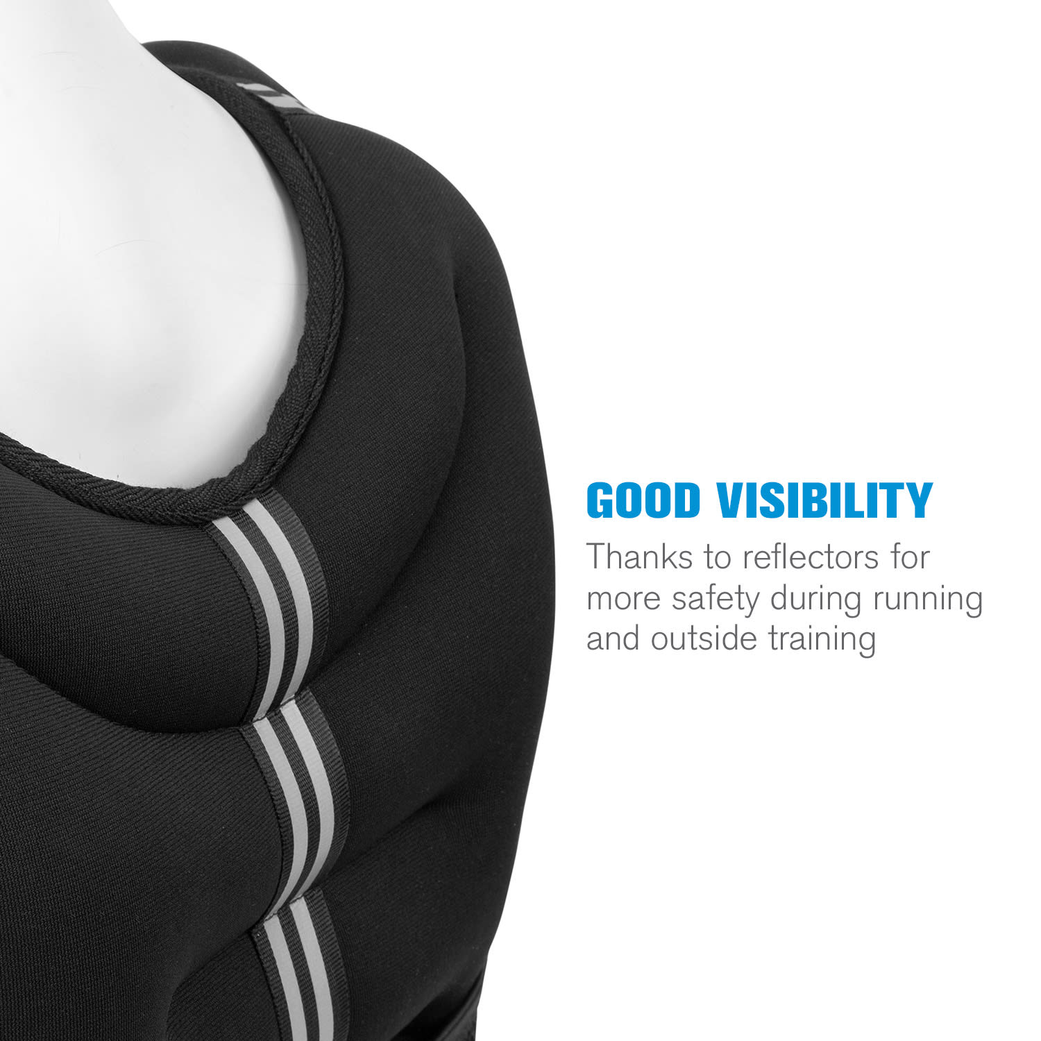 Capital Sports X-Vest, záťažová vesta, 10 kg, neoprén/nylon, 2 hrudné popruhy, čierna – Obrázok 4