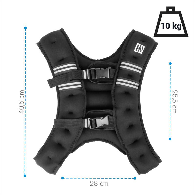 Capital Sports X-Vest, záťažová vesta, 10 kg, neoprén/nylon, 2 hrudné popruhy, čierna – Obrázok 5