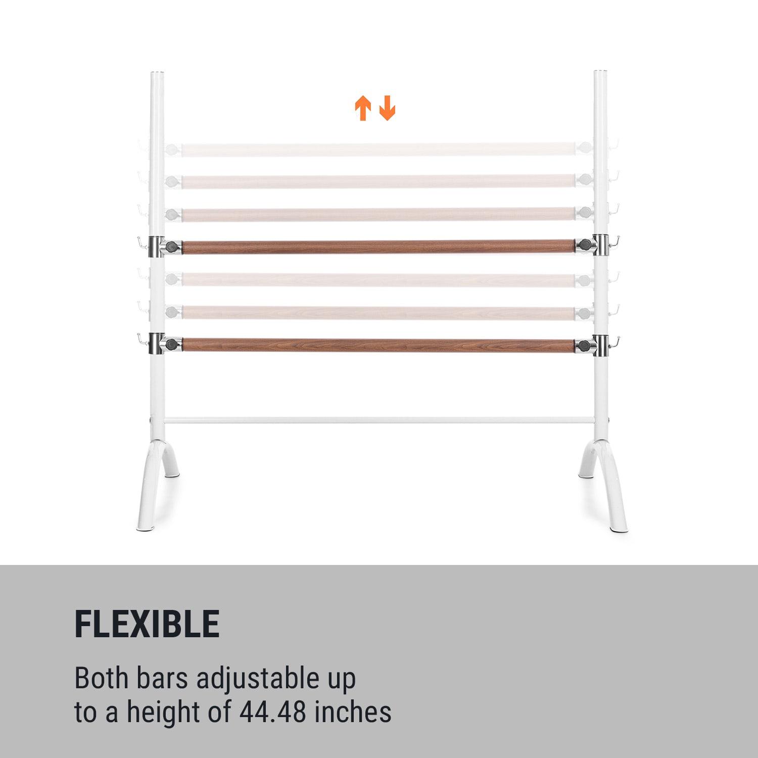 KLARFIT Barre Anna, dvojitá baletná tyč, 110 x 113 cm, 2 x 38 mm Ø, biela – Obrázok 2