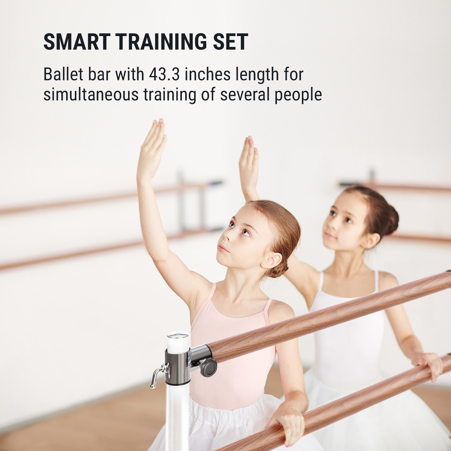 KLARFIT Barre Anna, dvojitá baletná tyč, 110 x 113 cm, 2 x 38 mm Ø, biela – Obrázok 5