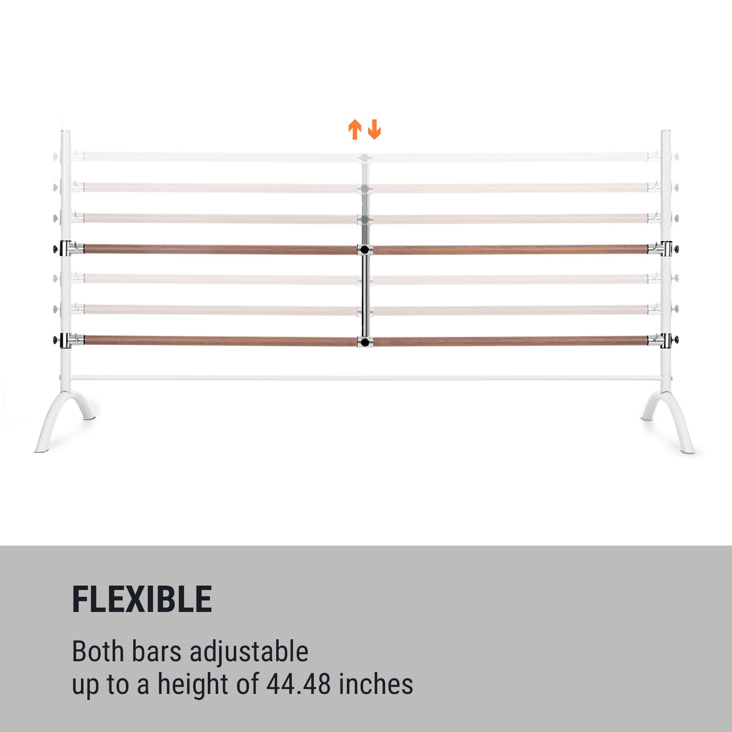 KLARFIT Barre Marie, dvojitá baletná tyč, 220 x 113 cm, 2 x 38 mm Ø, biela – Obrázok 2