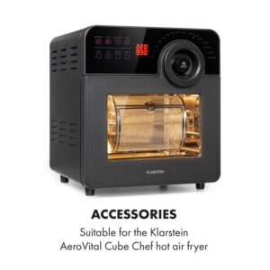 Klarstein AeroVital Cube Chef, teplovdzušná fritéza, otočný kôš, príslušenstvo, ušľachtilá oceľ