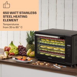 Klarstein Mega Jerky, automatická sušička potravín, 650 W, 35-80°C, dotykový LCD displej, 8 poschodí, čierna