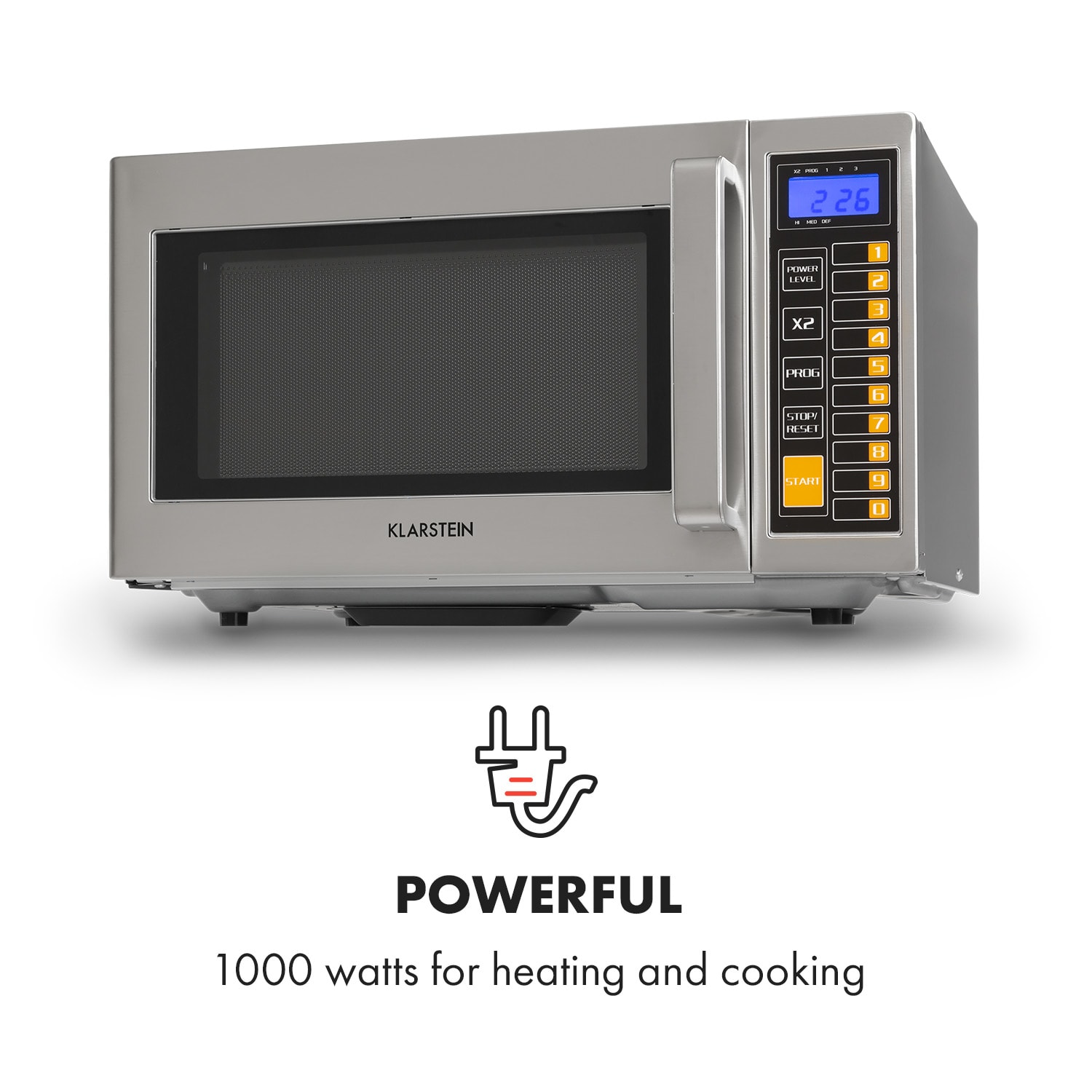 Klarstein Bestzeit 25, mikrovlnná rúra, 1000 W, 25 l, časovač, 3 výkonnostné úrovne, ušľachtilá oceľ – Obrázok 2
