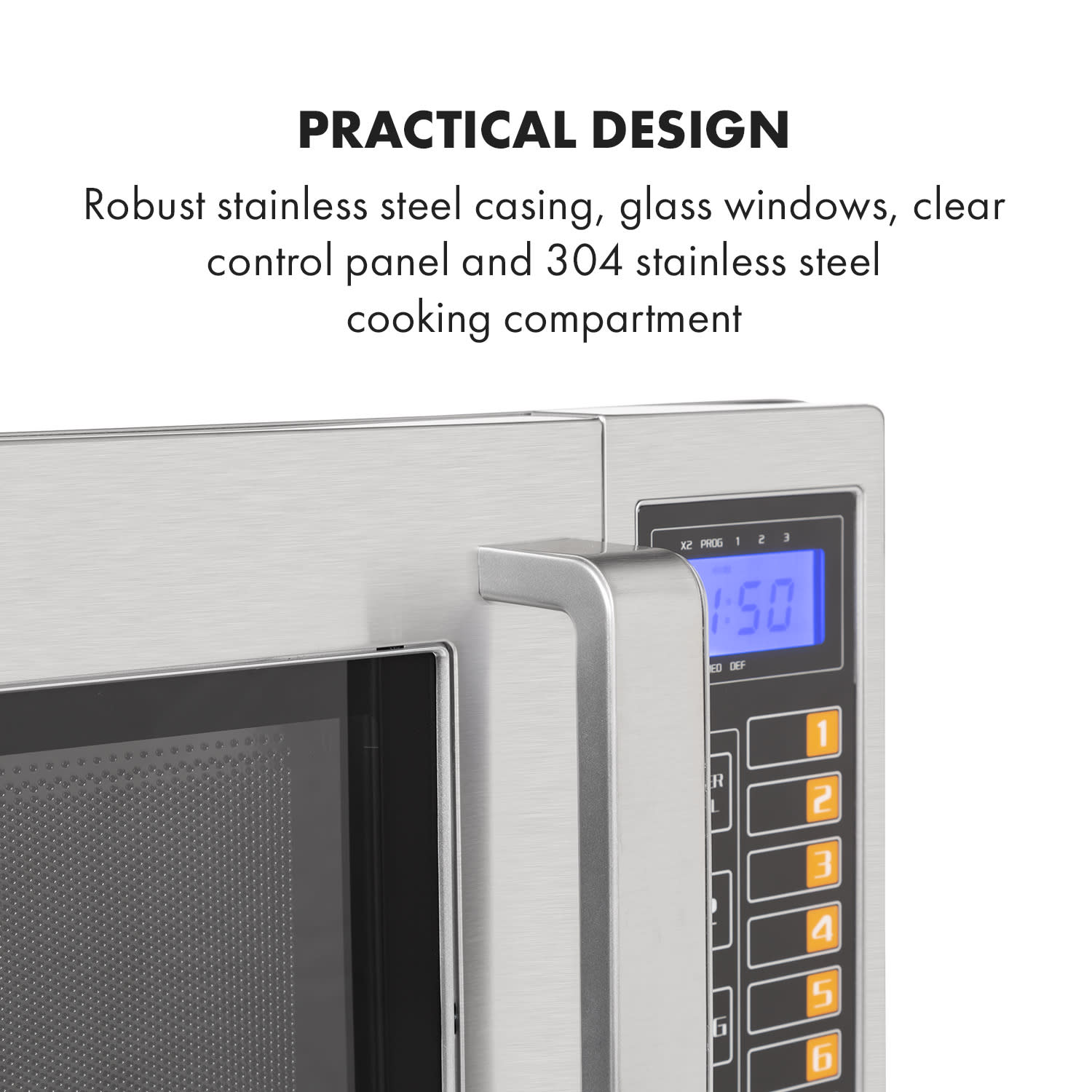 Klarstein Bestzeit 25, mikrovlnná rúra, 1000 W, 25 l, časovač, 3 výkonnostné úrovne, ušľachtilá oceľ – Obrázok 3