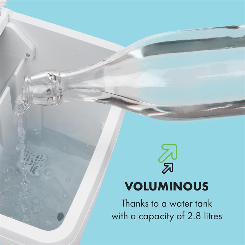 Klarstein Coolio ľadomat, priehľadný ľad, 20kg/24h, nádržka na vodu: 2,8 l, biely – Obrázok 5