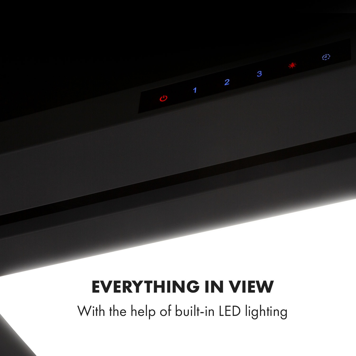 Klarstein Lumiere, digestor, 70 cm, vstavaný, 750 m³/h, A, LED, biely – Obrázok 3