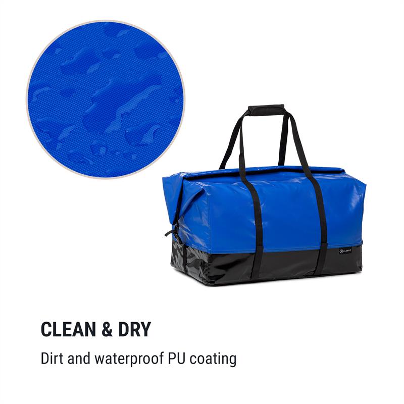 KLARFIT Companion Travel Bag, transportná taška, 120 l, nepremokavá, rolovacia vrchná časť, PU, modrá