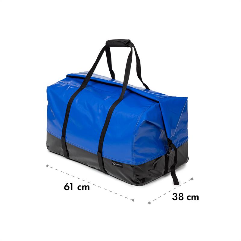 KLARFIT Companion Travel Bag, transportná taška, 120 l, nepremokavá, rolovacia vrchná časť, PU, modrá – Obrázok 4