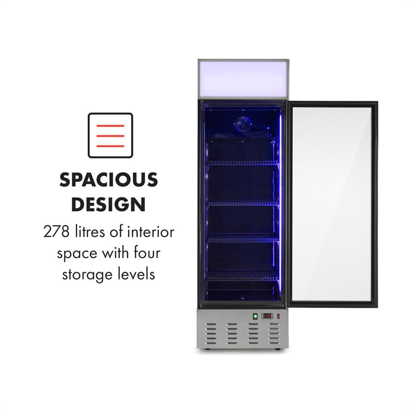 Klarstein Berghain, chladnička na nápoje, 278 l, RGB vnútorné osvetlenie, 210 W, 2 – 8 °C, ušľachtilá oceľ – Obrázok 2
