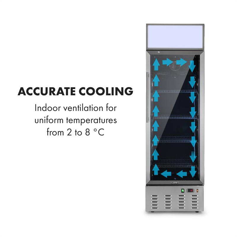 Klarstein Berghain, chladnička na nápoje, 278 l, RGB vnútorné osvetlenie, 210 W, 2 – 8 °C, ušľachtilá oceľ – Obrázok 4