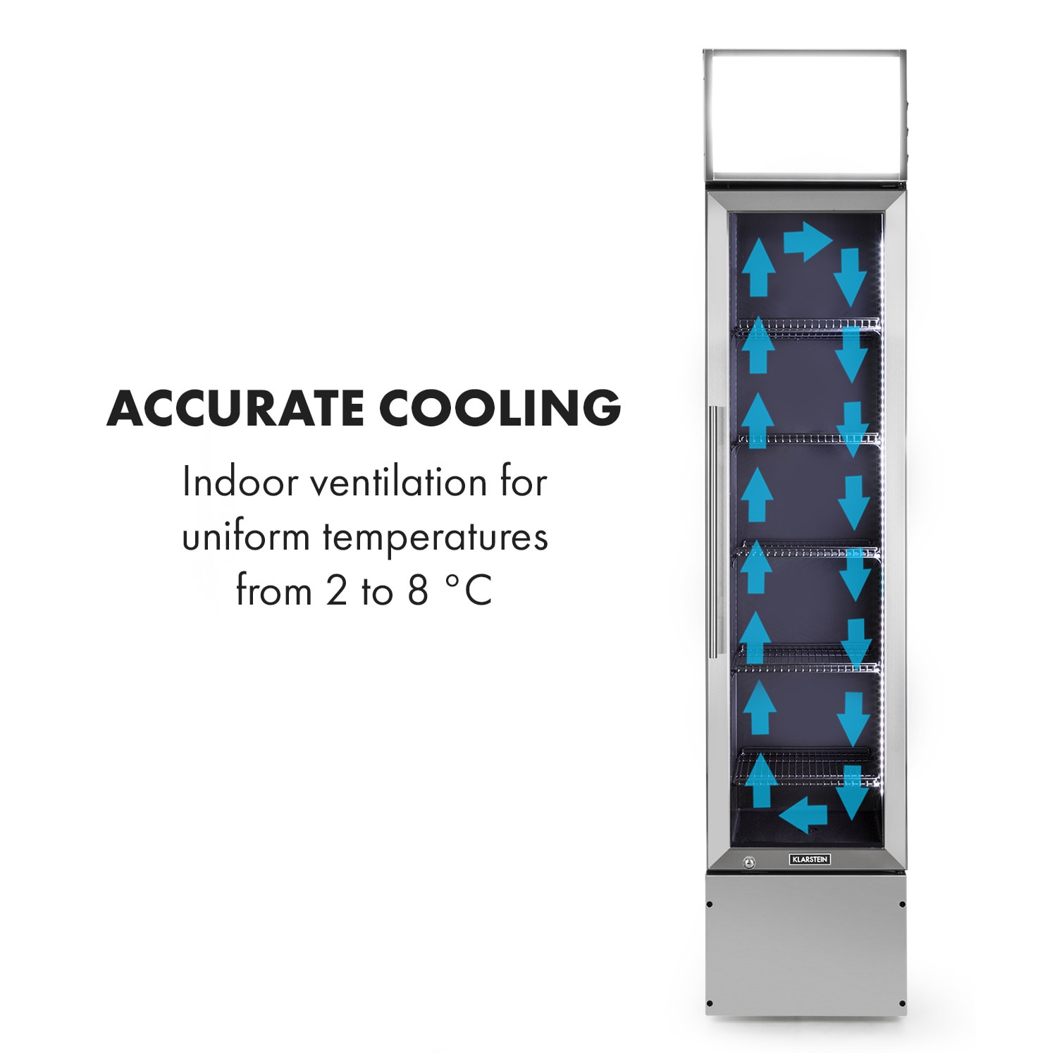 Klarstein Berghain, chladnička na nápoje, 160 l, RGB vnútorné osvetlenie, 230 W, 2 – 8 °C, ušľachtilá oceľ – Obrázok 5
