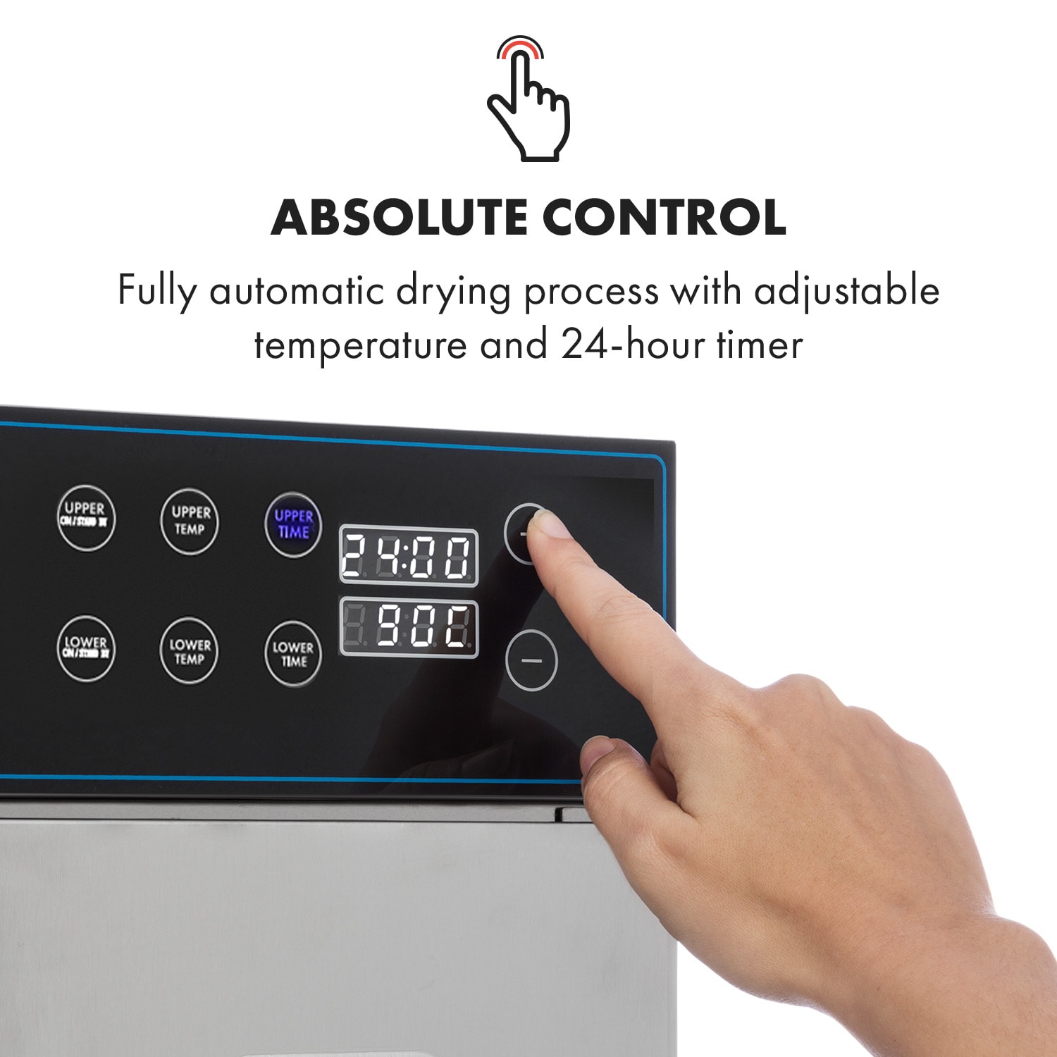 Klarstein Master Jerky 300, sušička potravín, 2000 W, 40 – 90 °C, 24 hod. časovač, nehrdzavejúca oceľ, strieborný – Obrázok 2