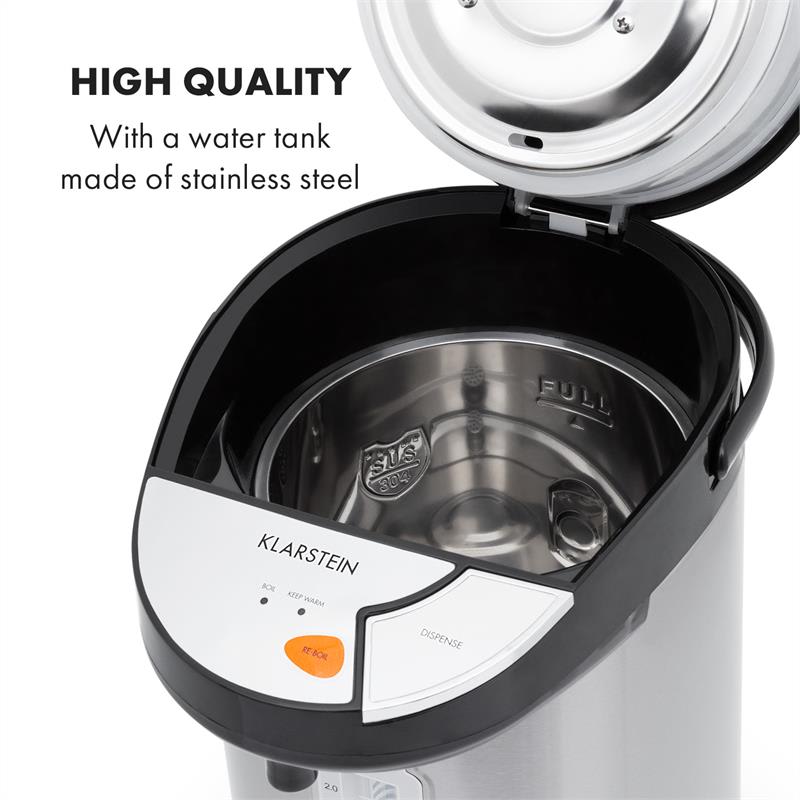 Klarstein Hot Spring, dávkovač horúcej vody, 2,8 l, nádrž na vodu z ušľachtilej ocele, strieborný – Obrázok 2