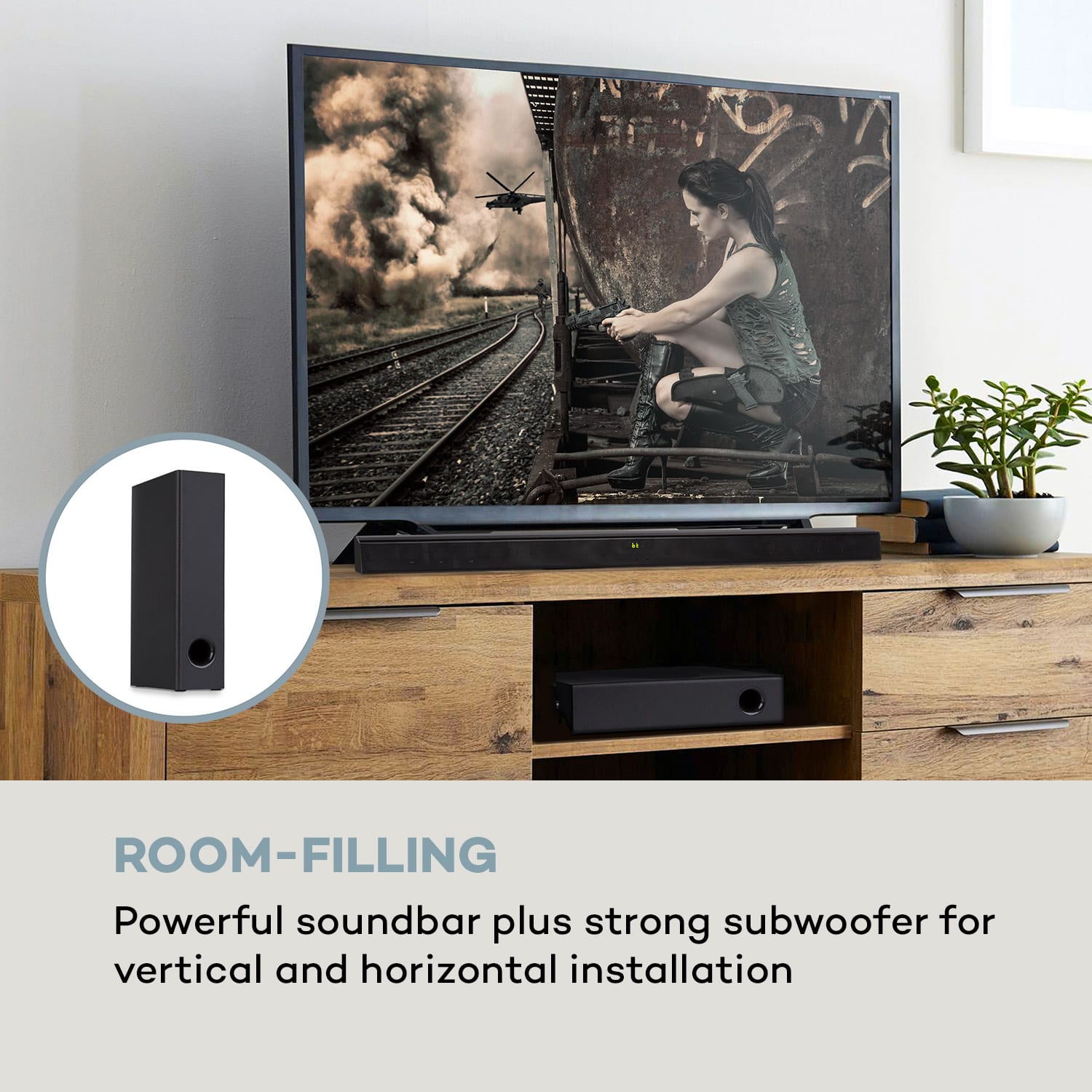 Auna Areal Bar 750 2.1, zvukový systém soundbar, RMS výkon 120 W, BT, USB, čierny