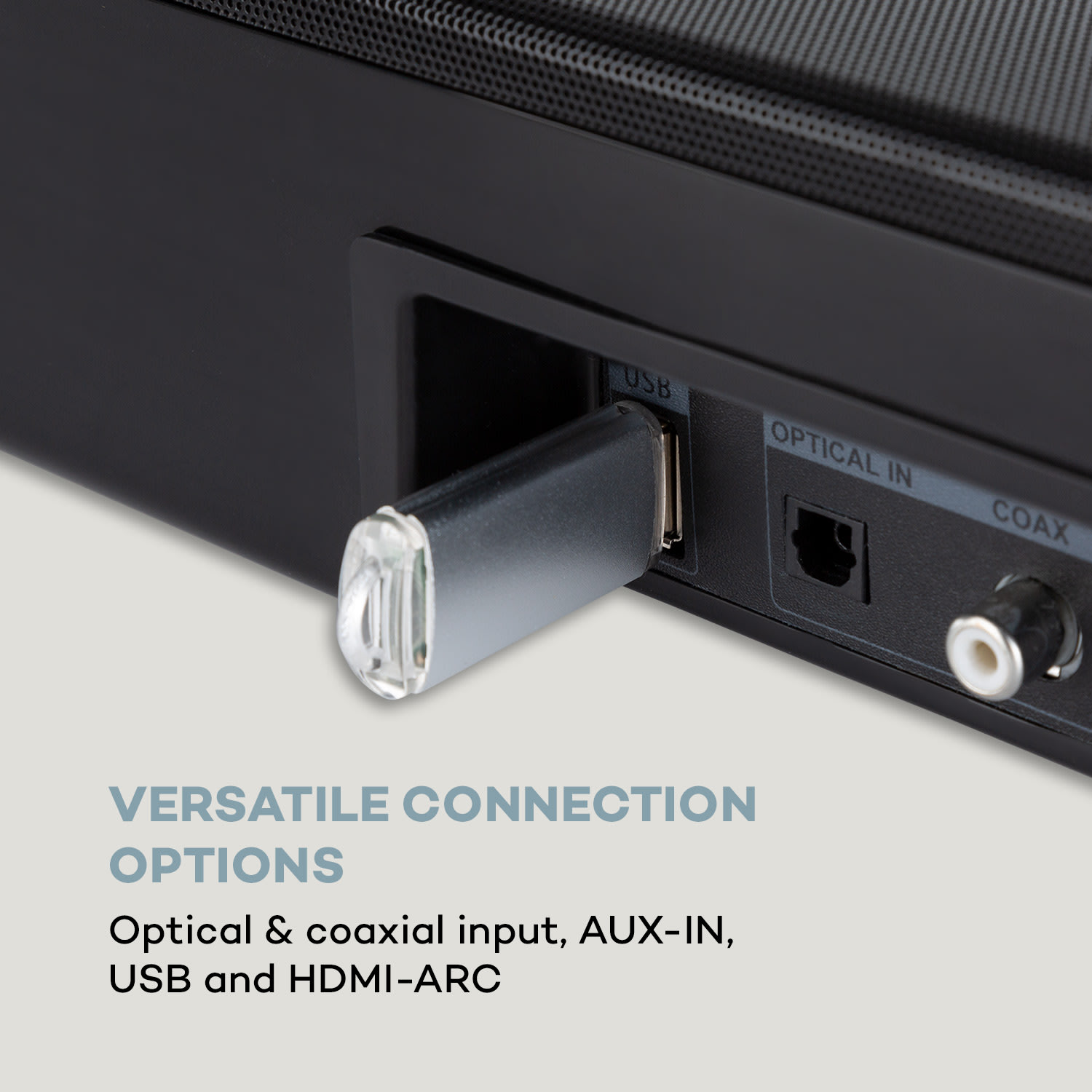 Auna Areal Bar 750 2.1, zvukový systém soundbar, RMS výkon 120 W, BT, USB, čierny – Obrázok 3