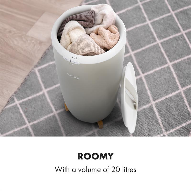 Klarstein Cozy Wonder, ohrievač uterákov, 400 W, 20 litrov, 15/30/45/60 min., sivý – Obrázok 3