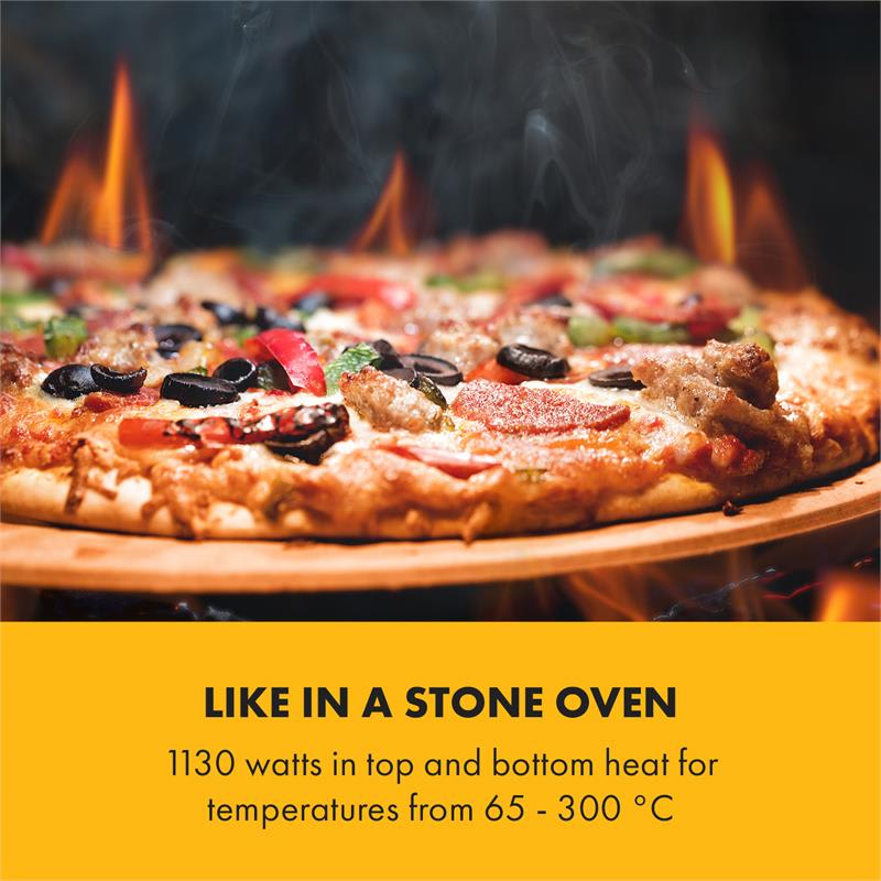 Klarstein Vesuvio, pec na pizzu, Gastro, 1 komora, 1130W, 300°C, časovač, ušľachtilá oceľ, strieborná – Obrázok 3