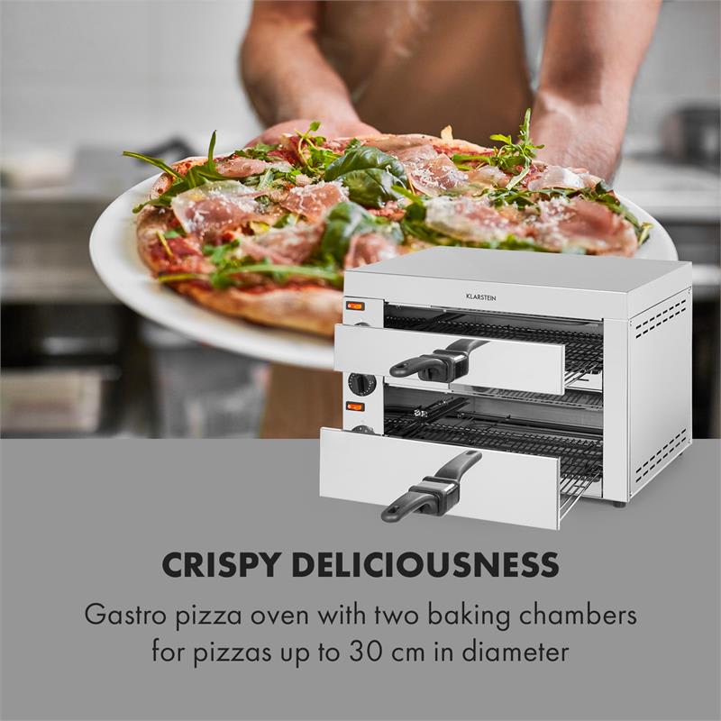 Klarstein Vesuvio II, pec na pizzu, Gastro, 2 komory, 2260W, 300°C, ušľachtilá oceľ, strieborná