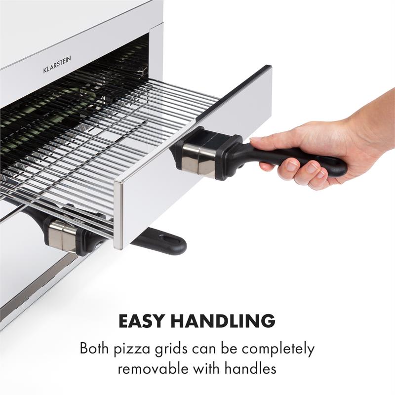 Klarstein Vesuvio II, pec na pizzu, Gastro, 2 komory, 2260W, 300°C, ušľachtilá oceľ, strieborná – Obrázok 5