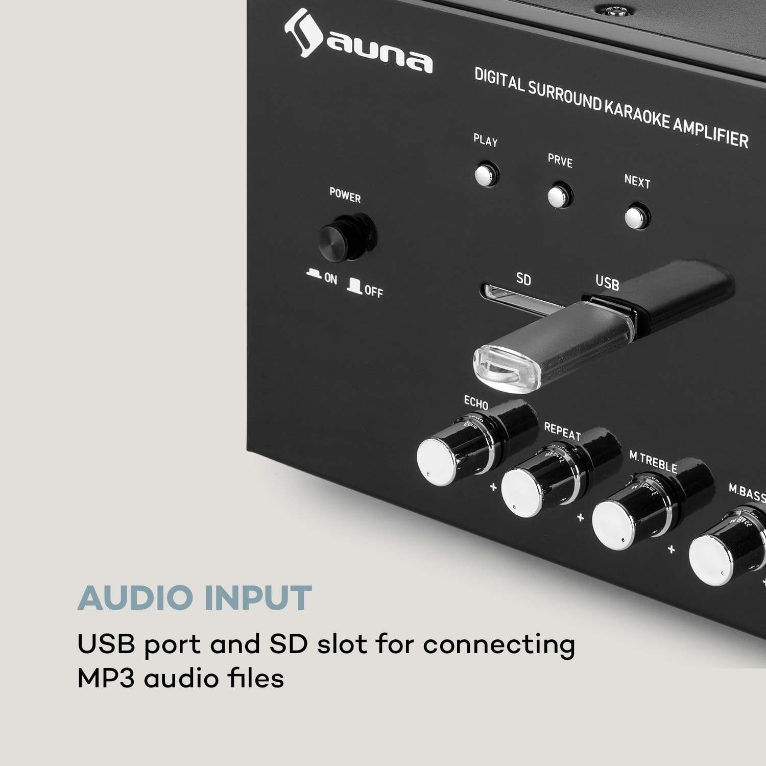 Auna AMP-218 BT, Digital-Surround zosilňovač, 5.1, 2 x 120W, 3 x 50W, RMS, BT, 2 x mikro – Obrázok 5