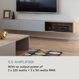Auna AMP 3800 BT, 5.0 HiFi-zosilňovač, 2 x 120W + 3 x 50W, RMS, BT