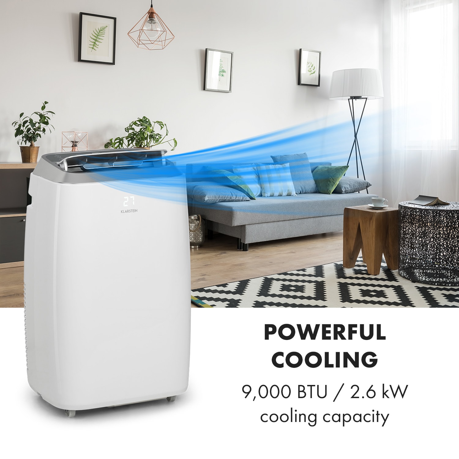 Klarstein Iceblock Prosmart 9, mobilná klimatizácia 3 v 1, 9 000 BTU, ovládanie cez aplikáciu, biela – Obrázok 2