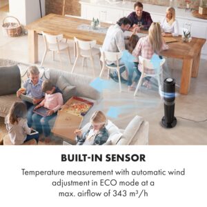 Klarstein Twister, stĺpový ventilátor, 45W, oscilácia, max. 343m³/h, 4 režimy, čierny